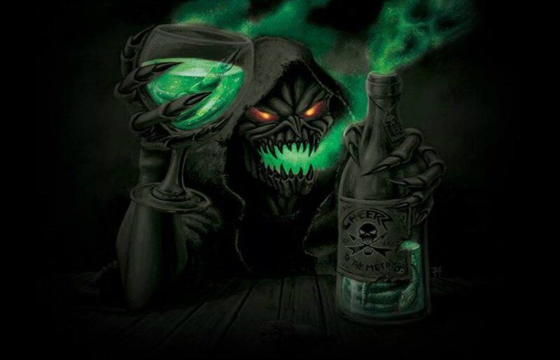 Skeletal Figure with Green Liquid