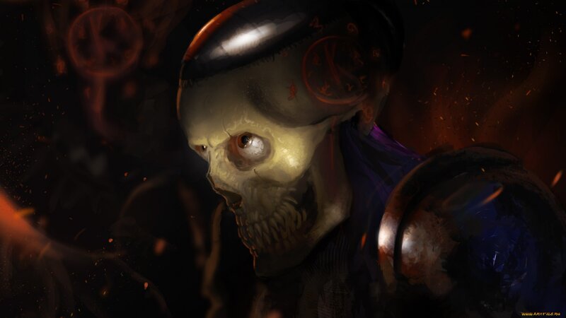 Skeletal Figure with Helmet — Black