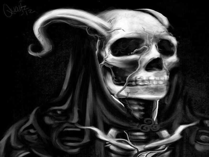 Skeletal Figure with Horns — Black
