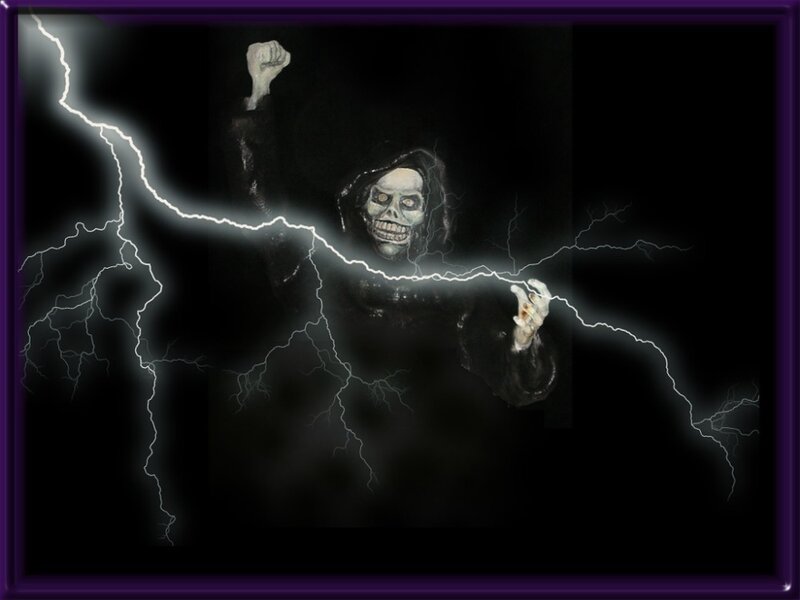 Skeletal Figure with Lightning