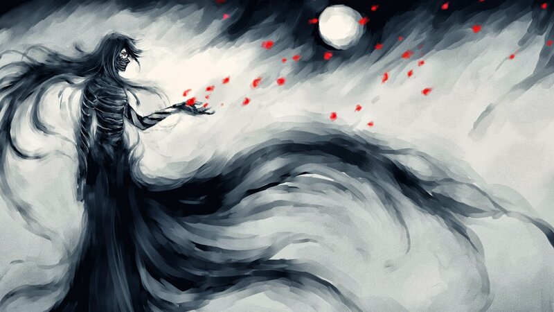 Skeletal Figure with Long Hair — Black, Dramatic, Dark