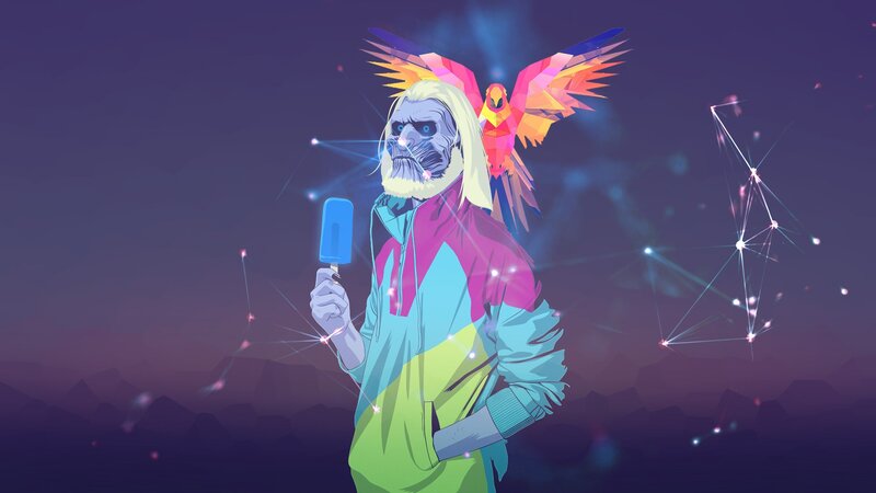 Skeletal Figure with Parrot