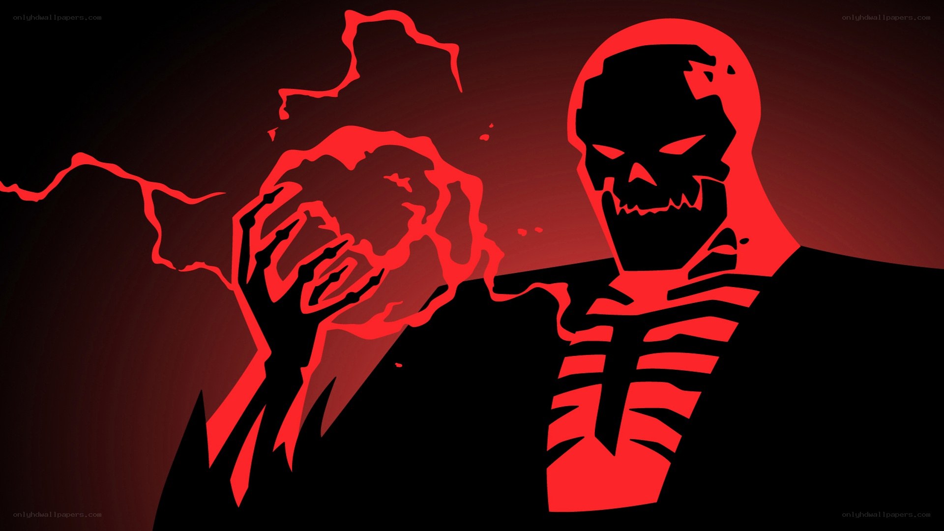 skeletal figure with red energy