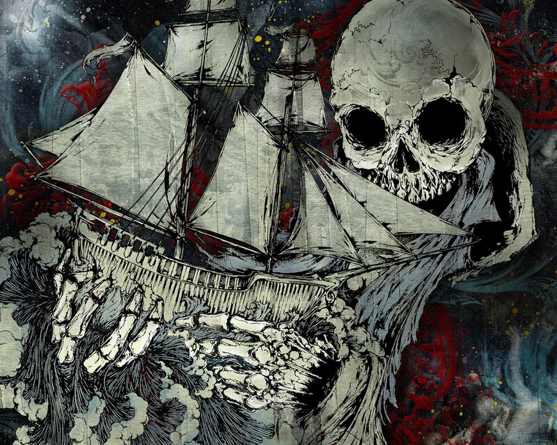 Skeletal Figure with Ship