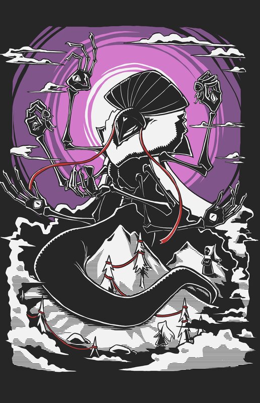 Skeletal Figure with Snakes — Black