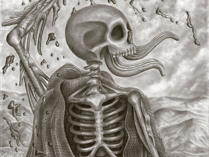 skeletal figure with tentacles