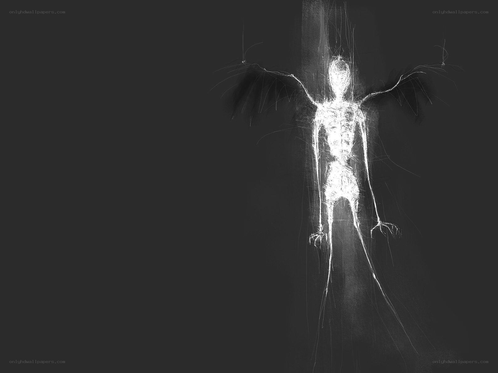 skeletal figure with wings