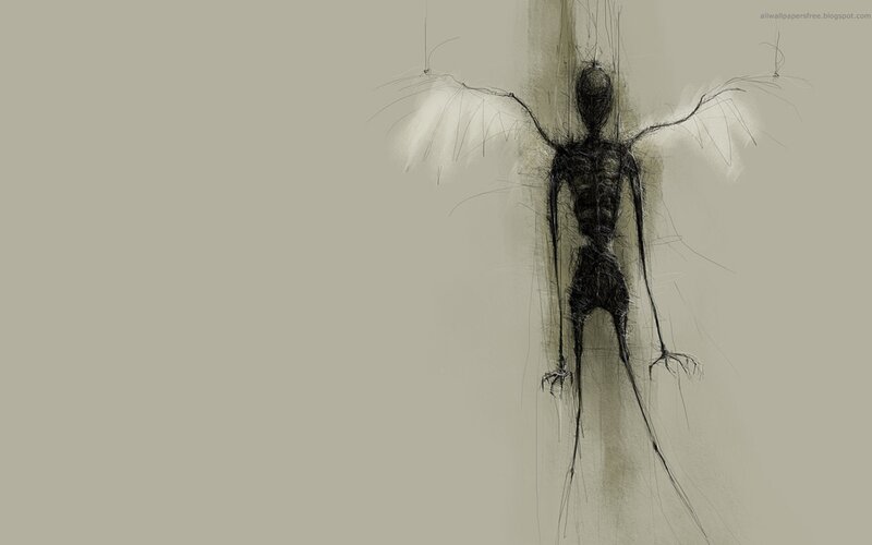 skeletal figure with wings