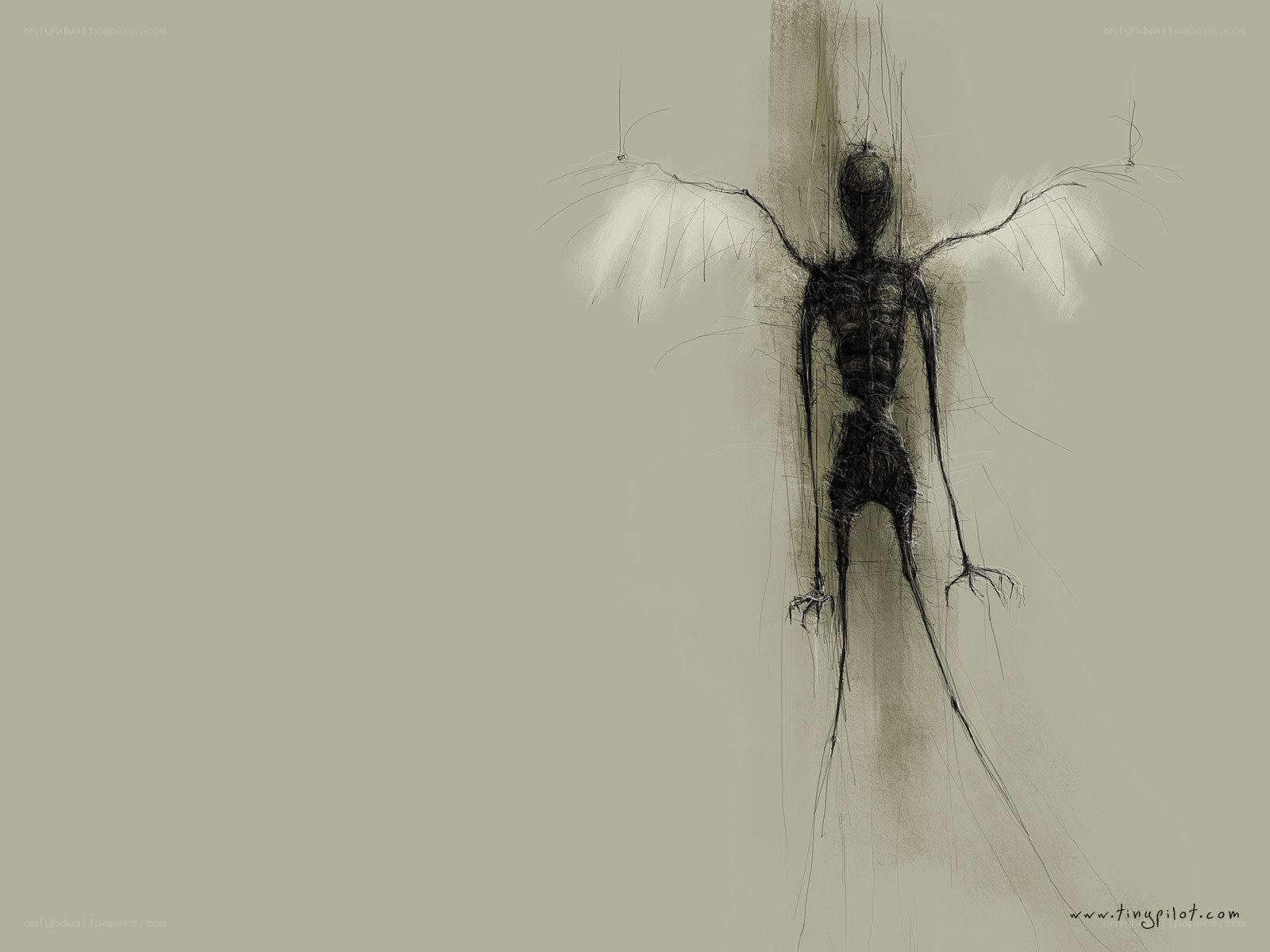 skeletal figure with wings