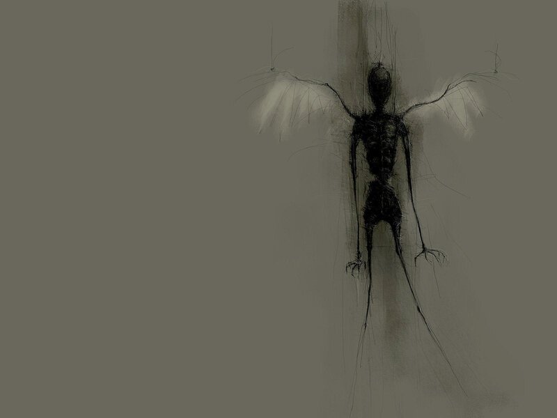skeletal figure with wings