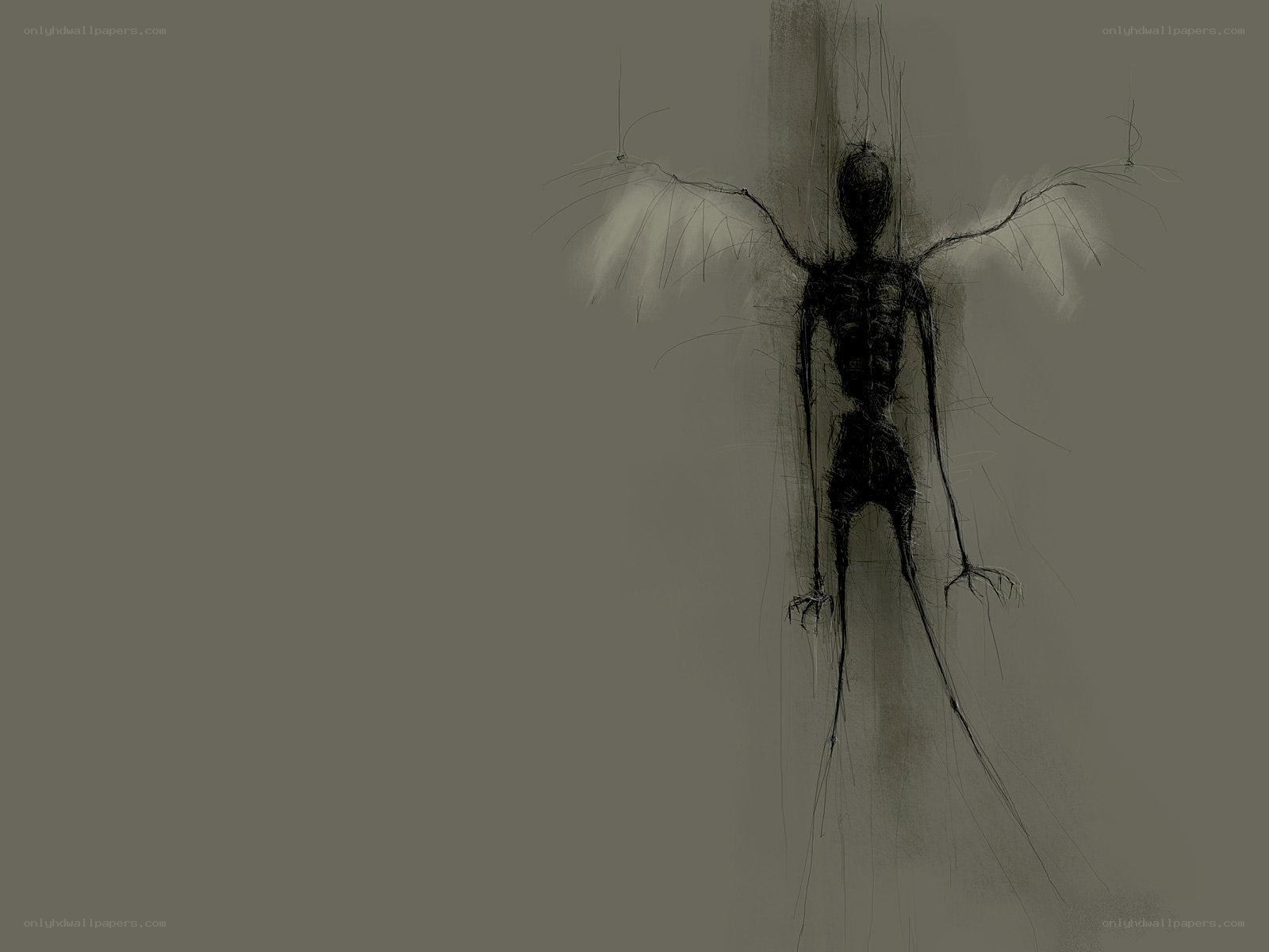 skeletal figure with wings