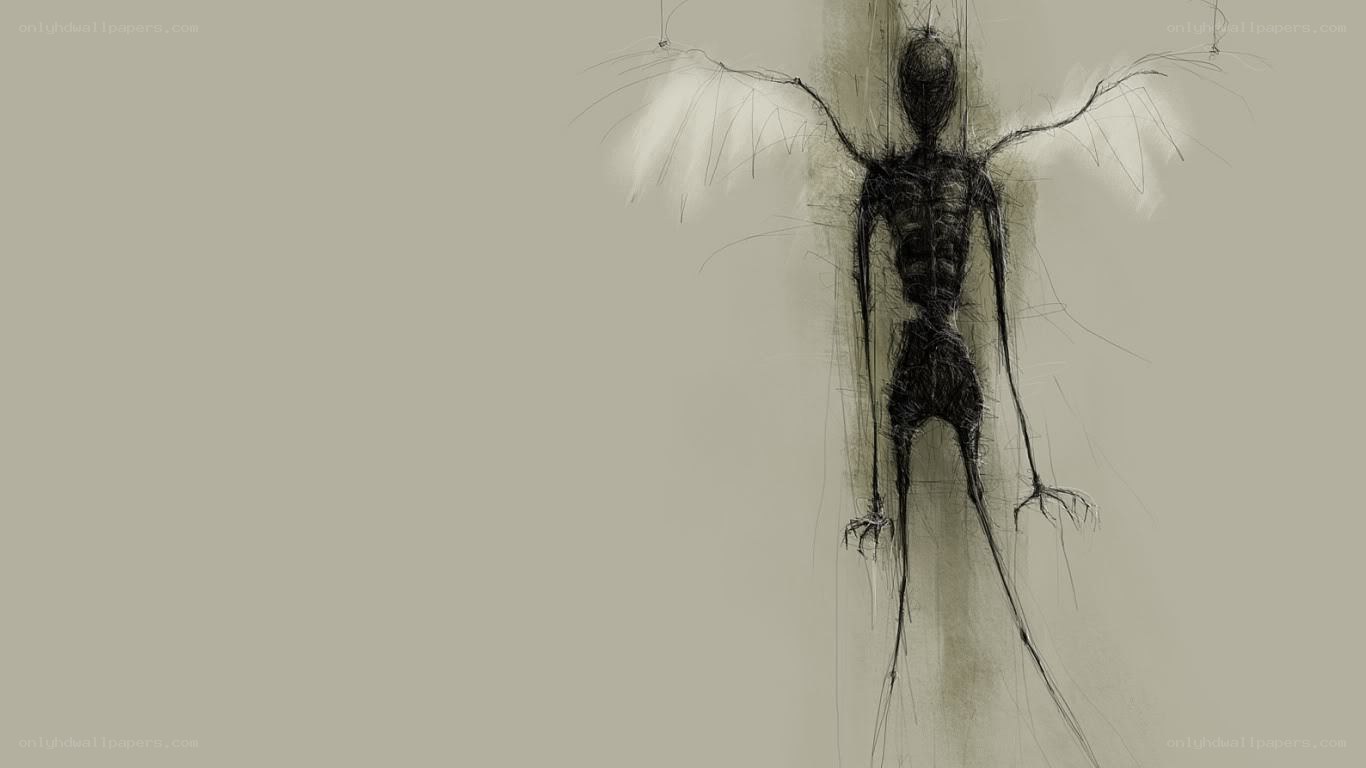 skeletal figure with wings