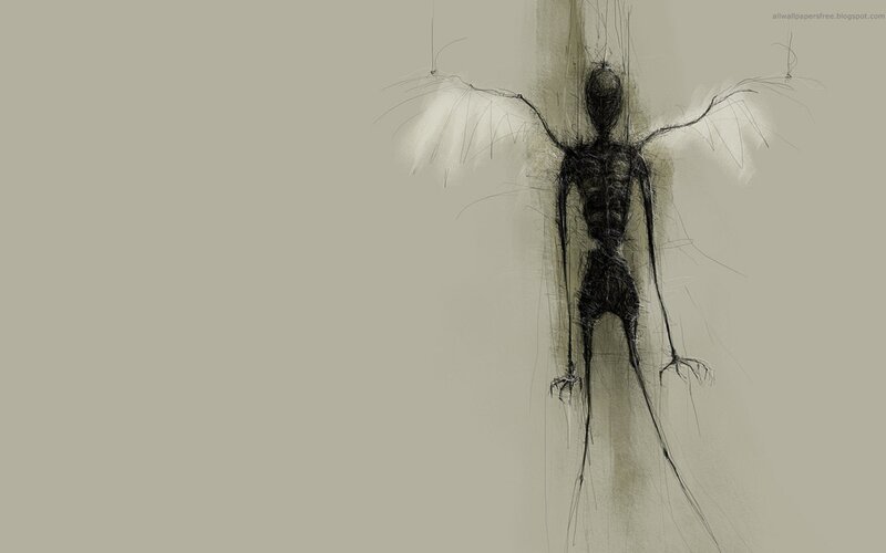 skeletal figure with wings