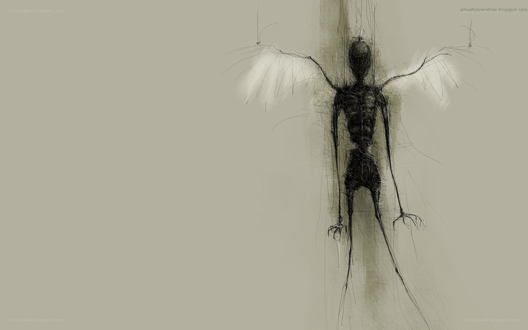 skeletal figure with wings
