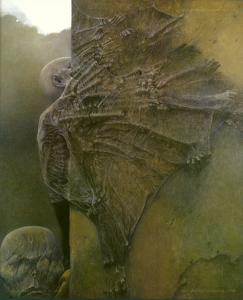 Skeletal figure with wings