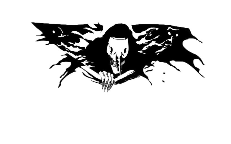 Skeletal Figure with Wings — Black, Dark, Manga, Skull