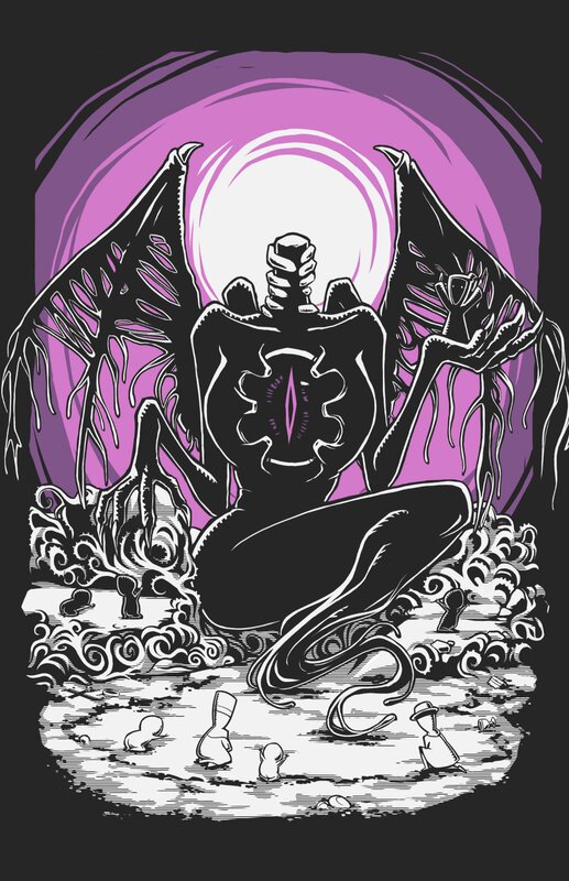 Skeletal Figure with Wings — Black, Dramatic, Night