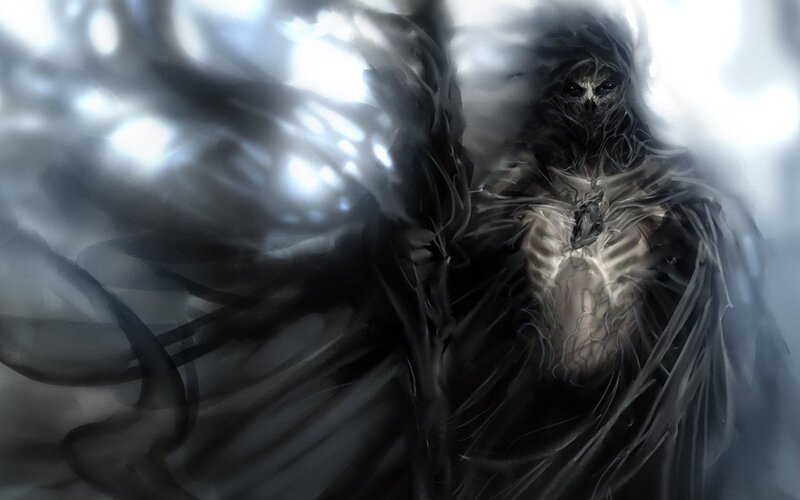 Skeletal Figure with Wings — Black