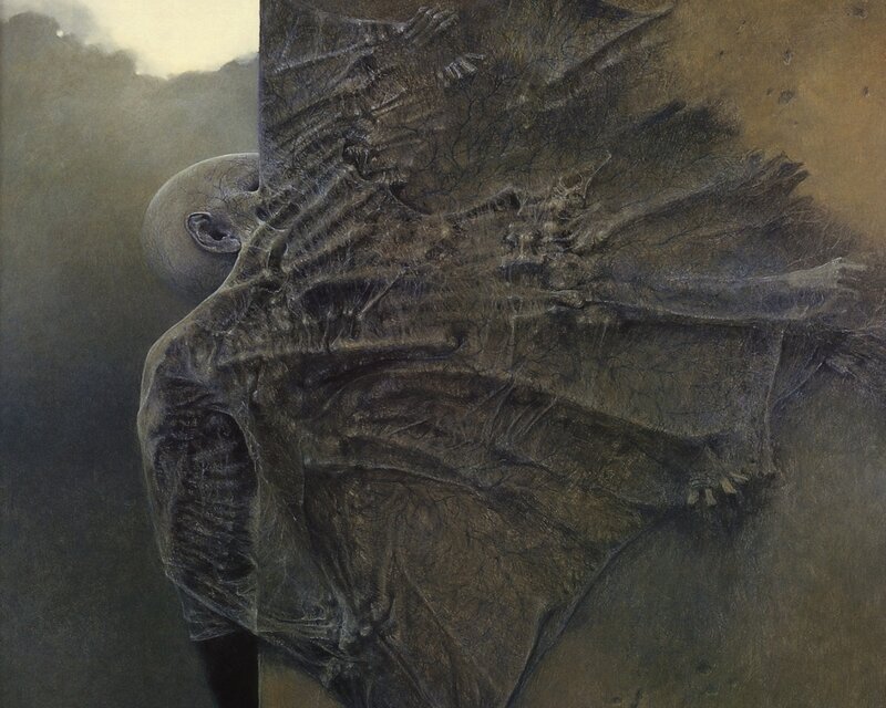 Skeletal figure with wings