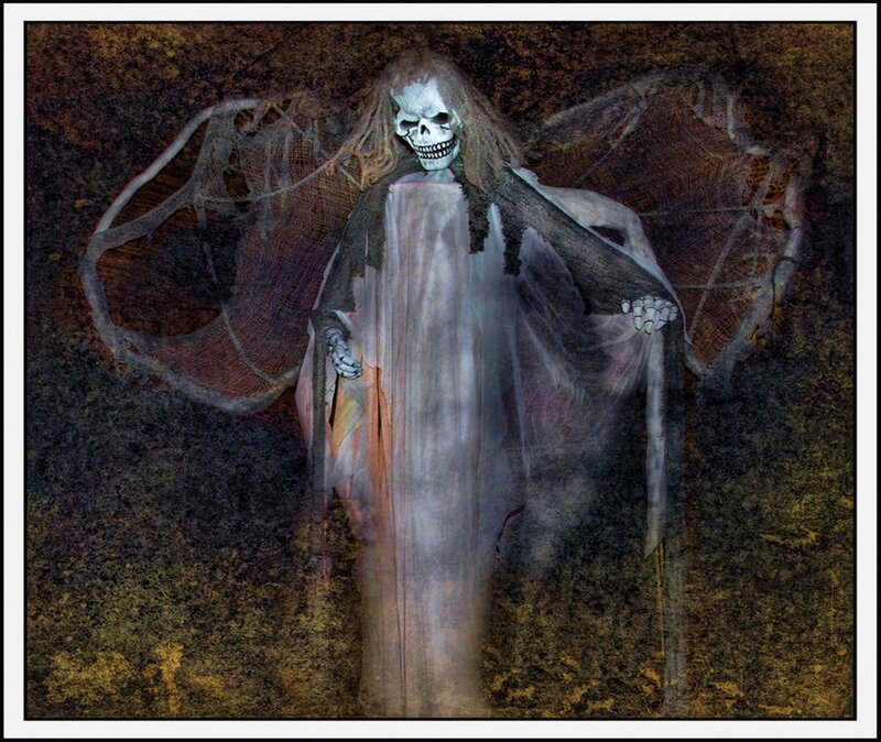 Skeletal Figure with Wings — White