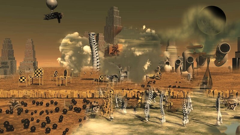 Skeletal Figures in Desert