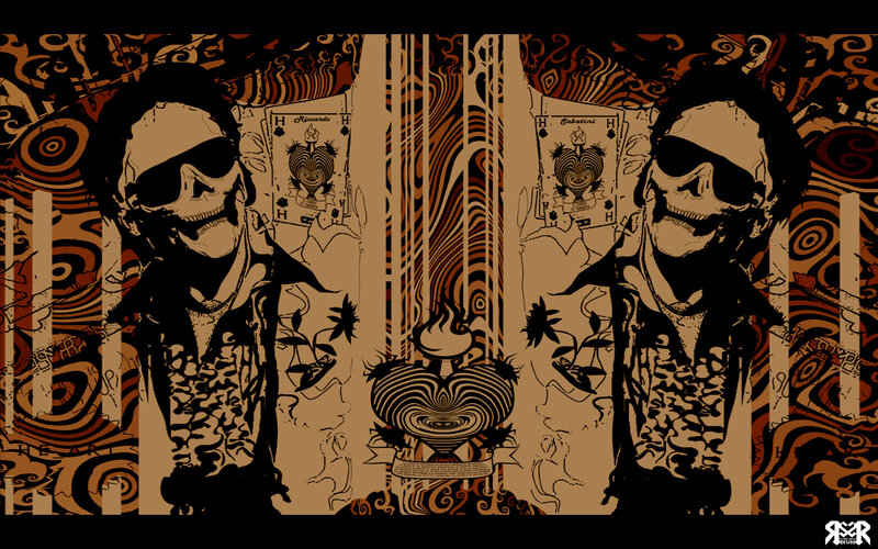 skeletal figures with playing cards