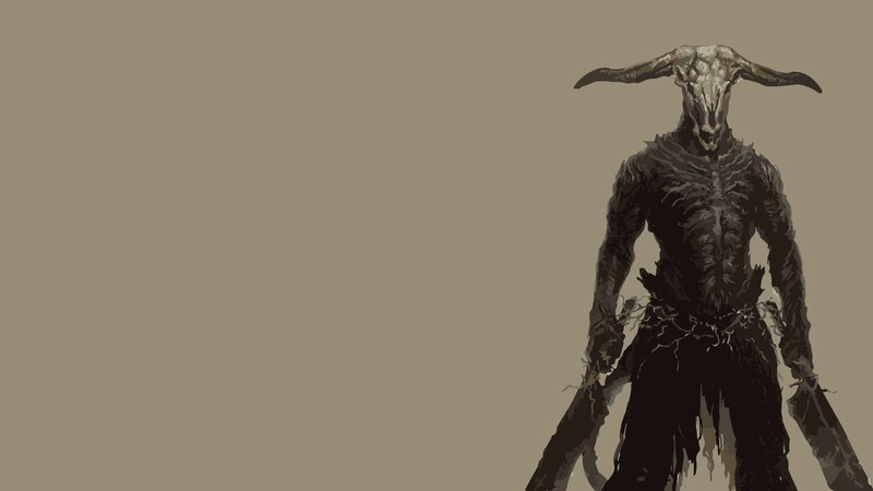 Skeletal Goat-headed Figure — Brown