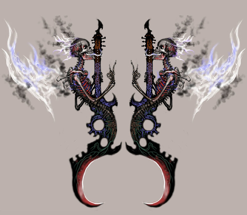 skeletal guitar warriors