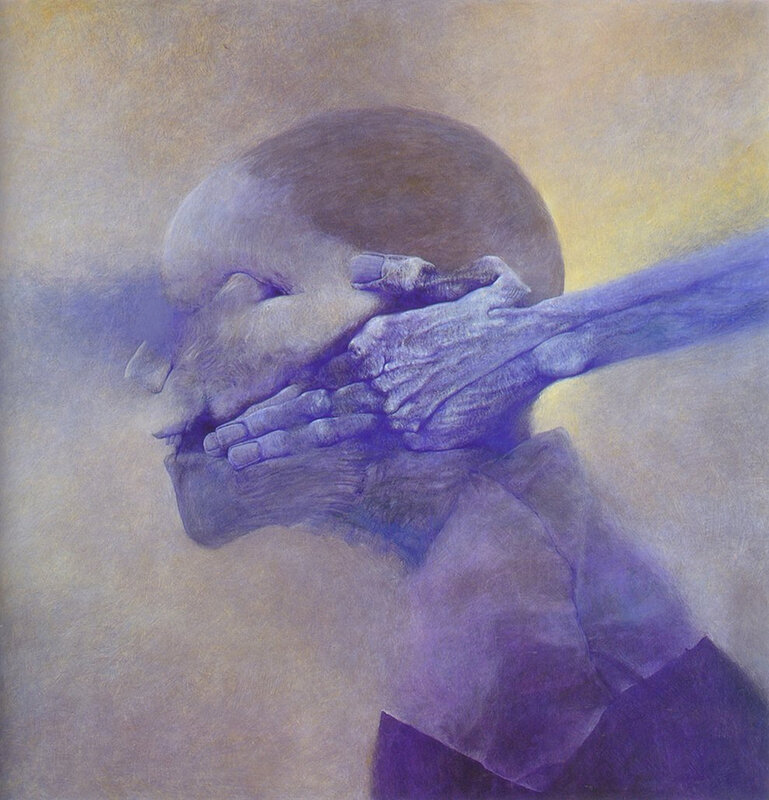 skeletal hand covering face
