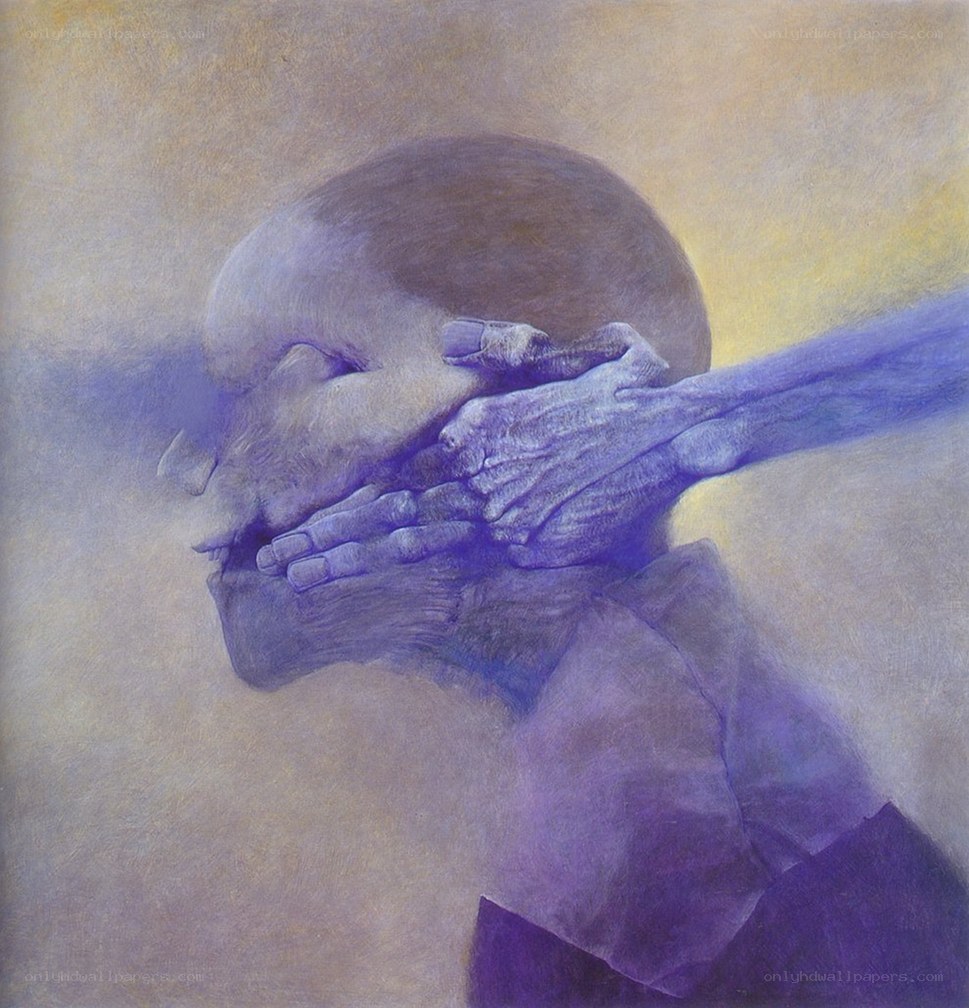 skeletal hand covering face