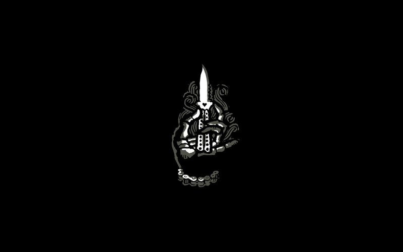 skeletal hand holding knife
