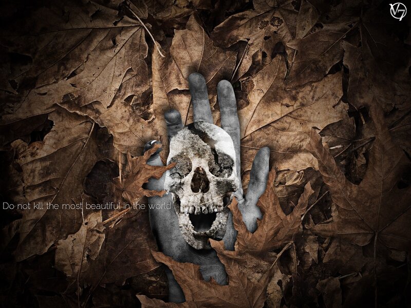 Skeletal Hand in Leaves