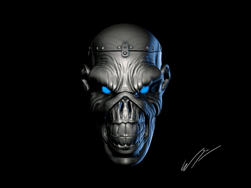Skeletal Head with Glowing Eyes