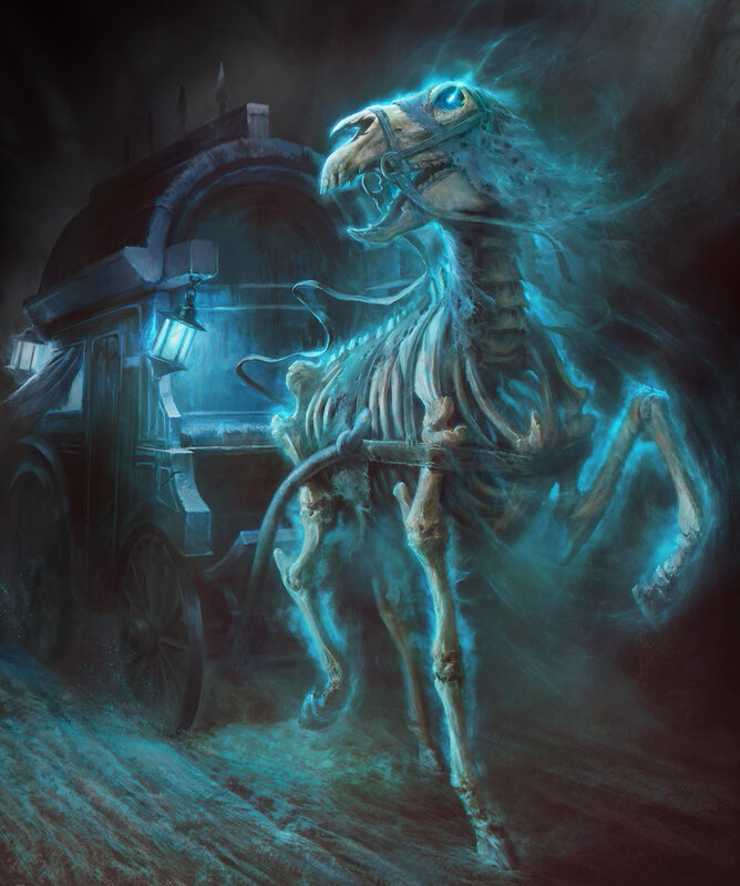 Skeletal Horse Pulling Carriage