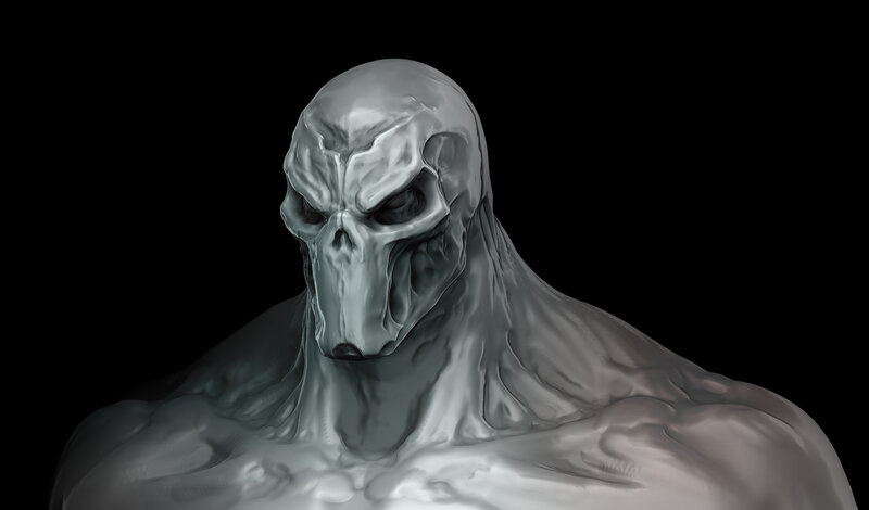 Skeletal Humanoid Figure — Gray