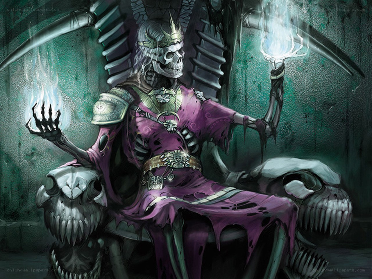 skeletal king on a throne