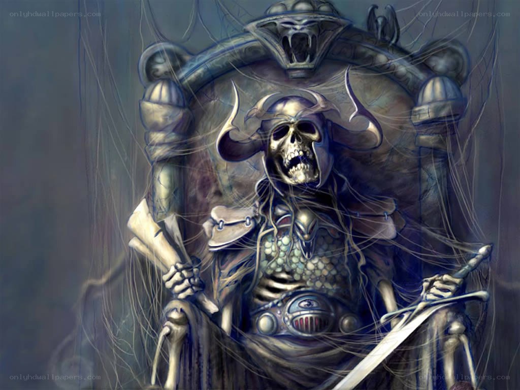 skeletal king on a throne