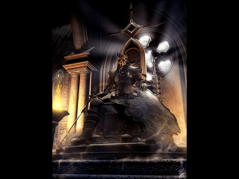 skeletal king on a throne