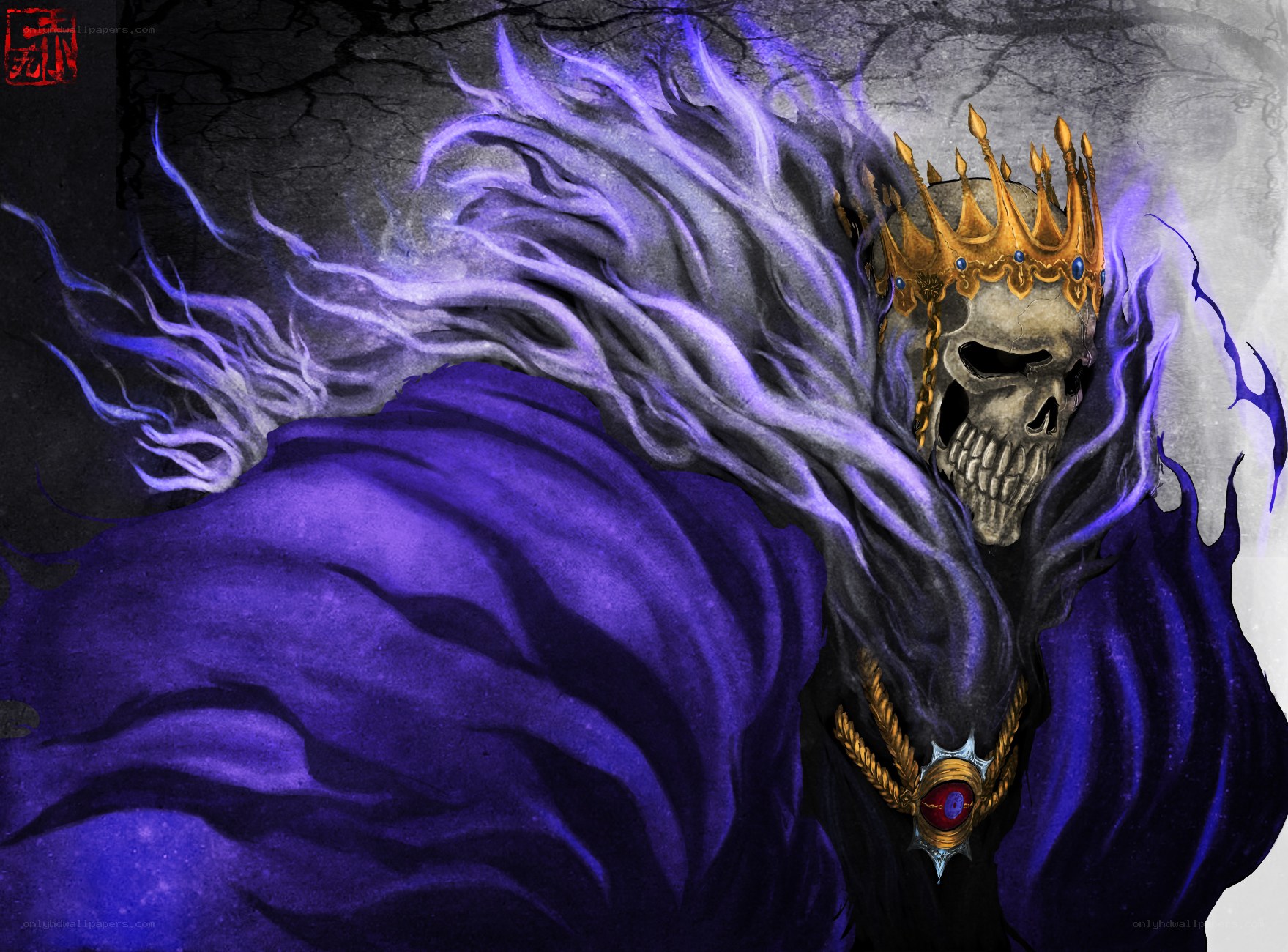skeletal king with crown