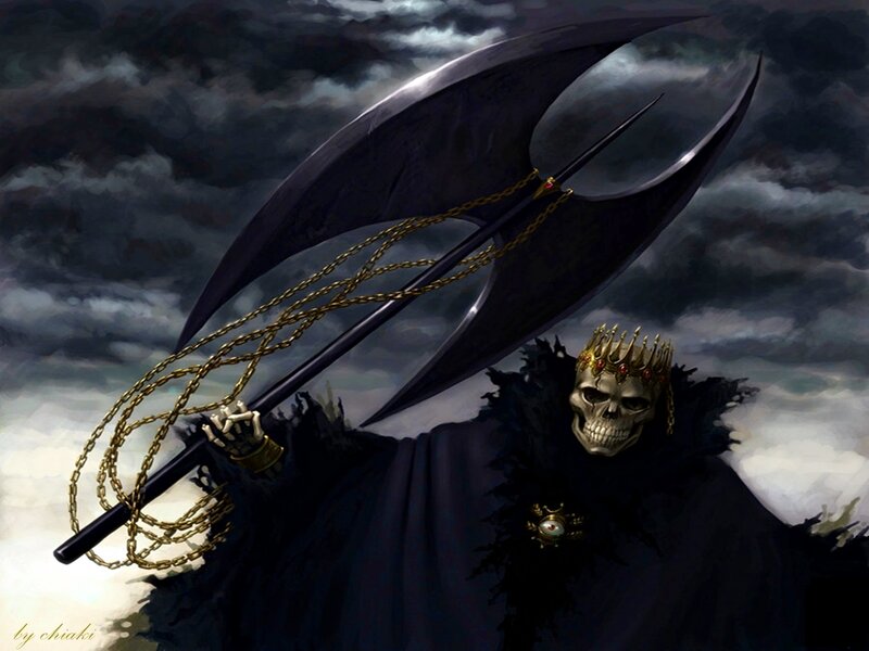 skeletal king with scythe