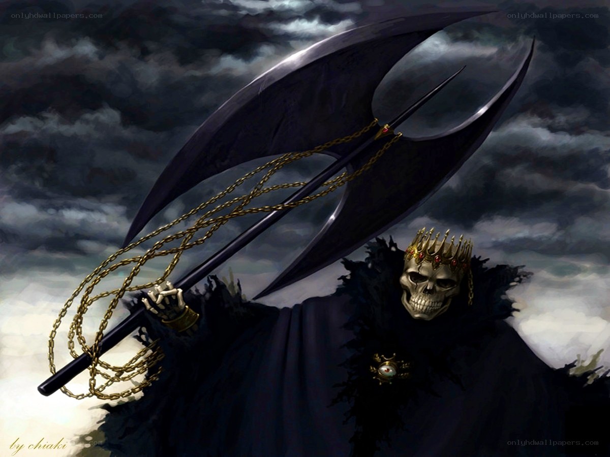 skeletal king with scythe