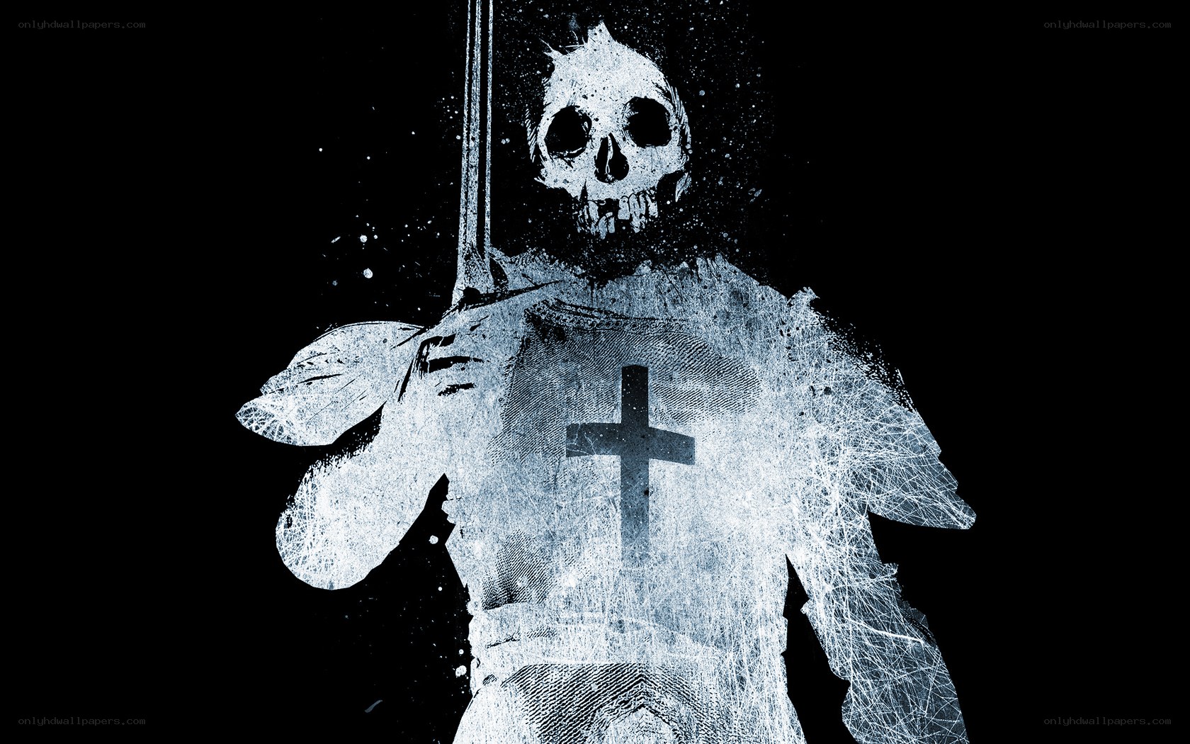 skeletal knight with cross