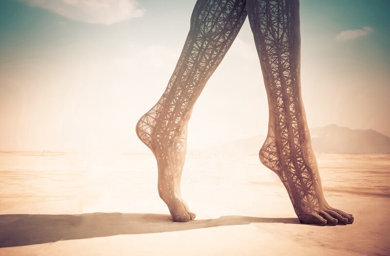 Skeletal Legs in Desert