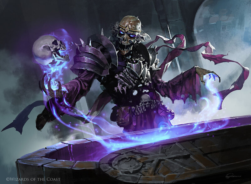 Skeletal Mage Casting Spell — Purple