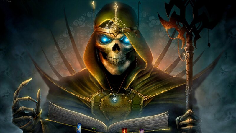Skeletal Mage Reading Book — Green