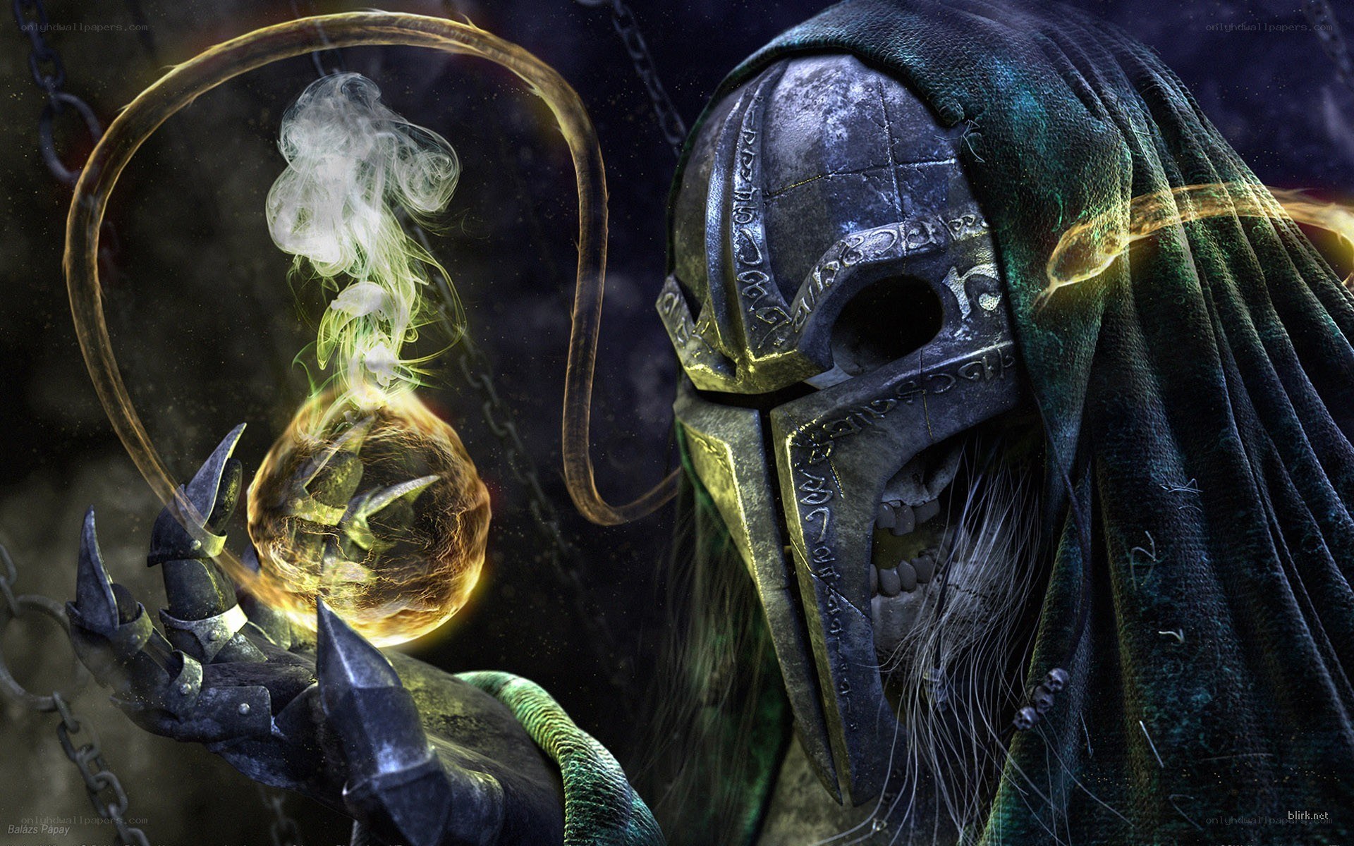skeletal mage with glowing orb