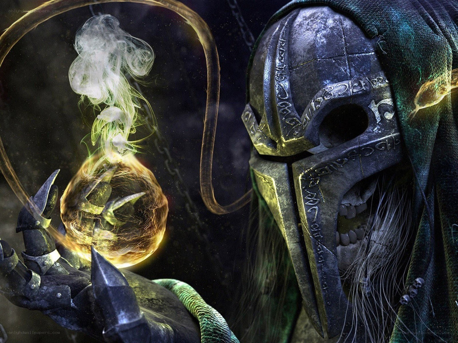 skeletal mage with glowing orb
