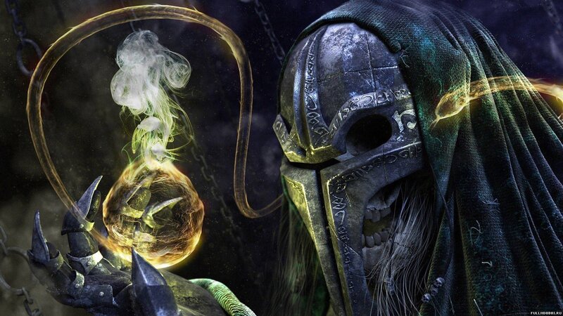 skeletal mage with glowing orb