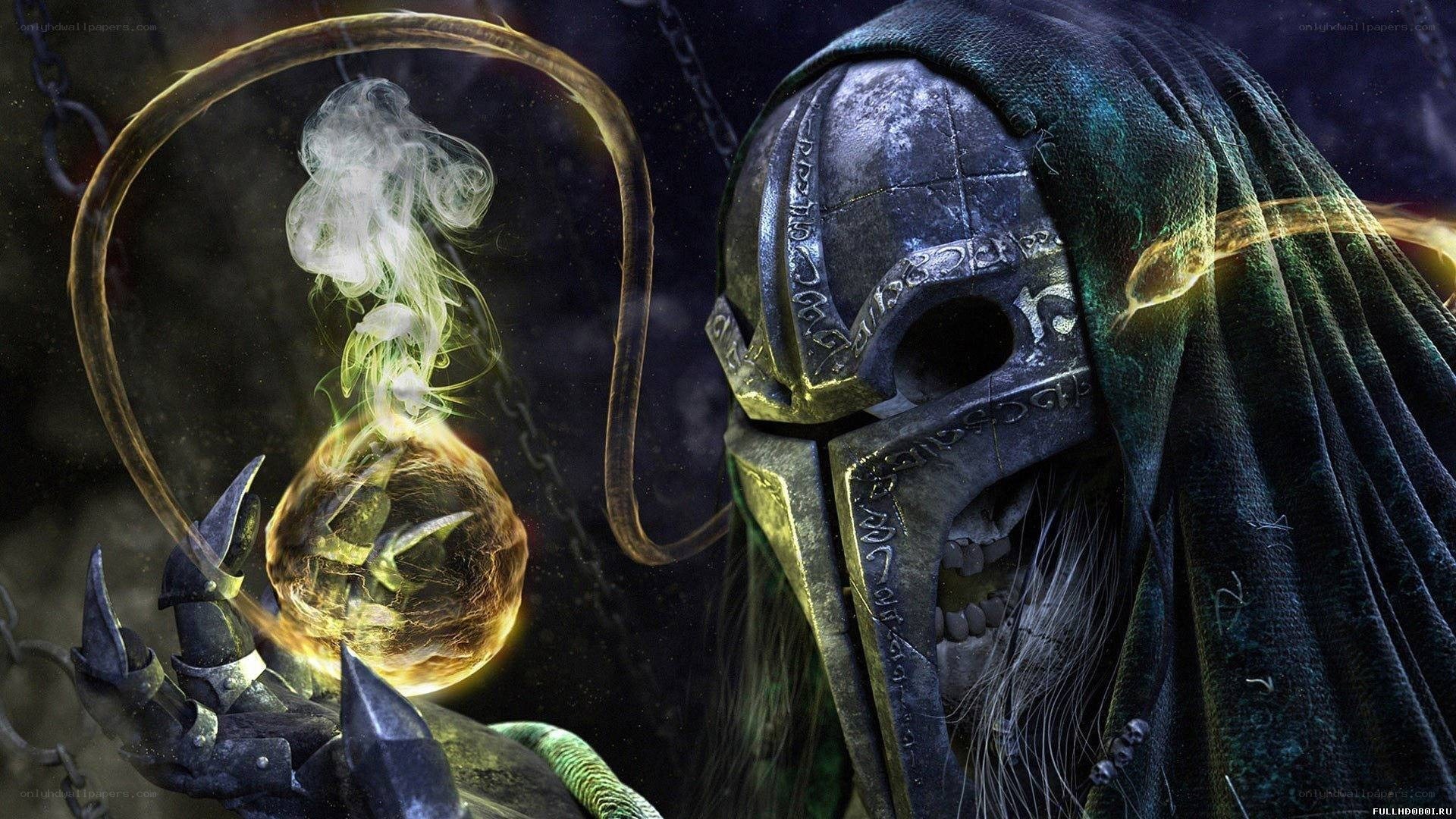 skeletal mage with glowing orb