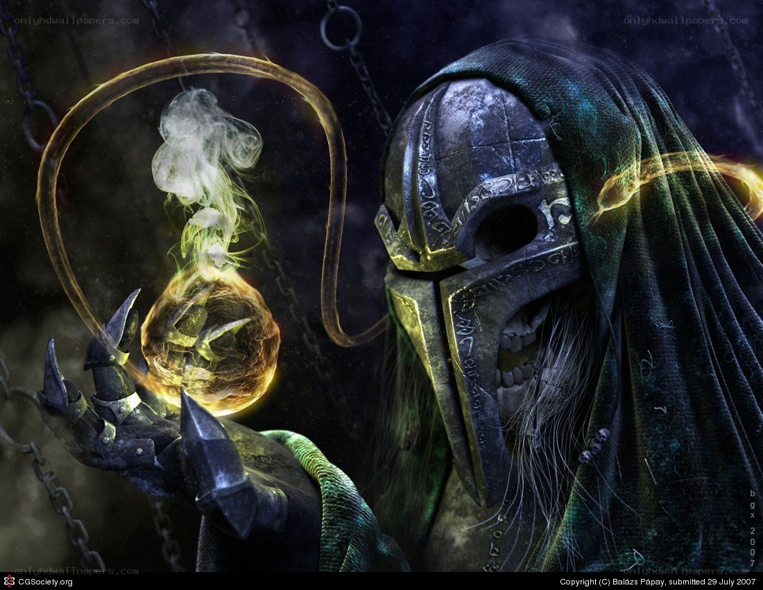 skeletal mage with magic orb
